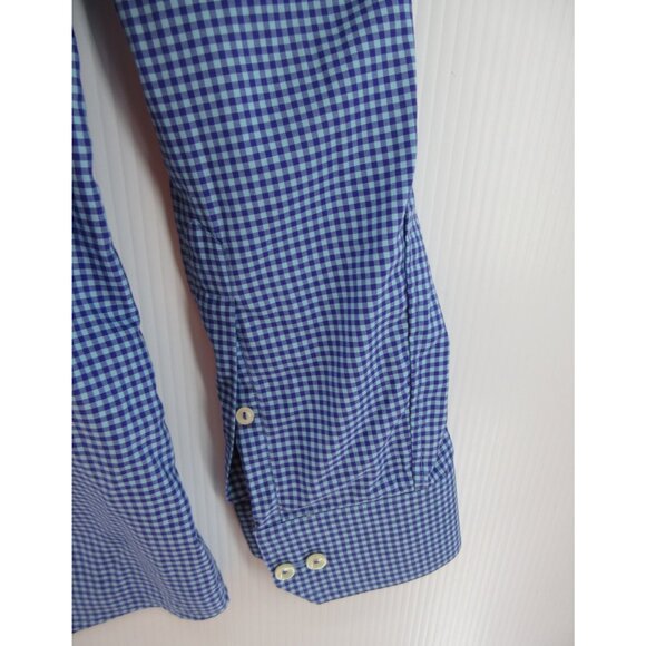 Eton Shirt 16 1/2 Button Down Contemporary gingham Plaid Preppy Large - Picture 3 of 11